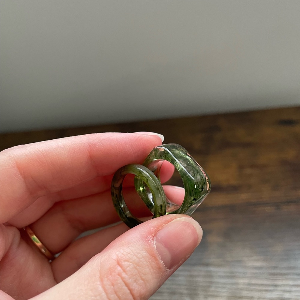 Green Resin Rings